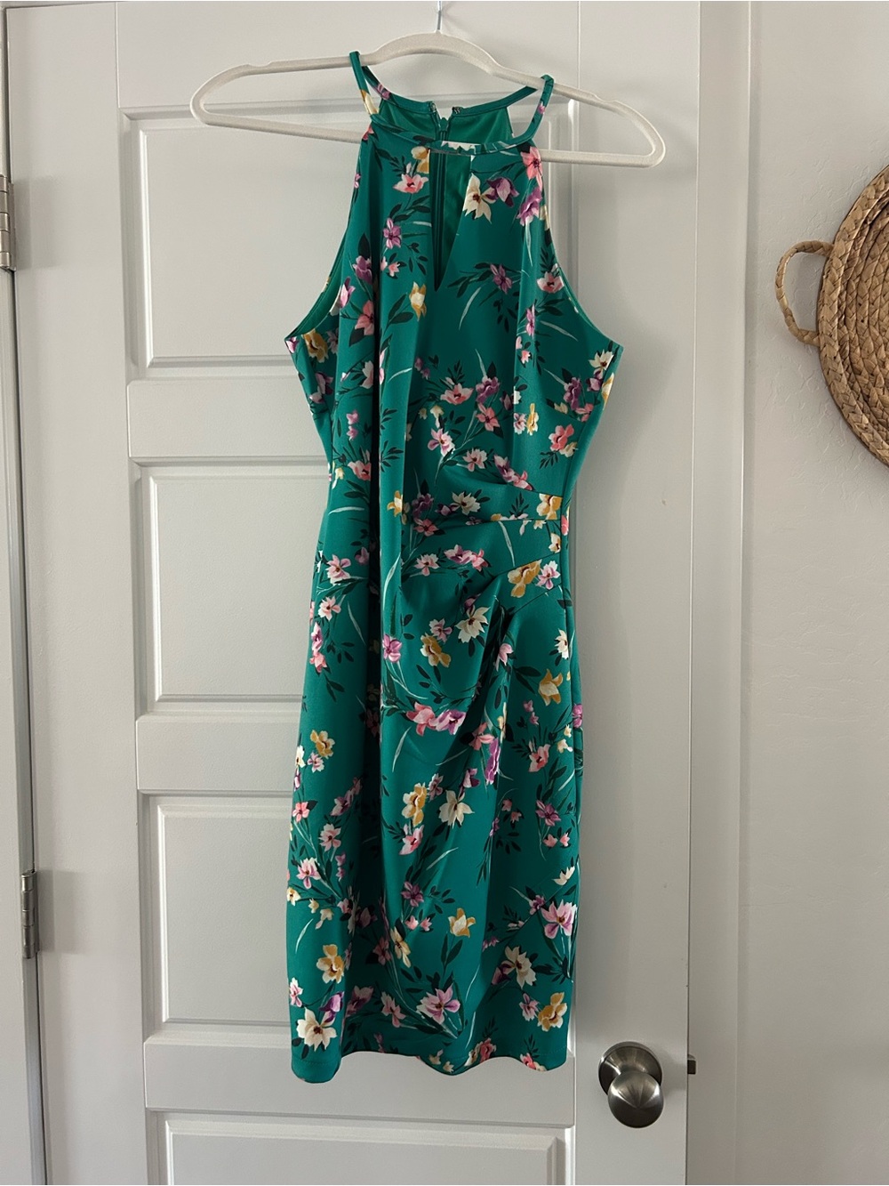 Guess Teal Floral Halter Midi Dress